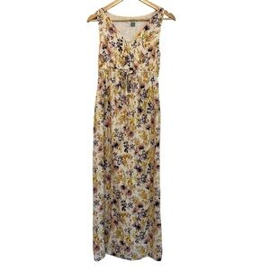 Women's XS MATERNITY Cottagecore Maxi Floral Soft V-Neck Sleeveless Dress